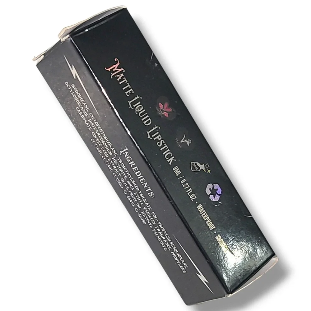Glam Goth Beauty Nightmare Death-Proof Matte Liquid Lipstick 8ml NIB Black